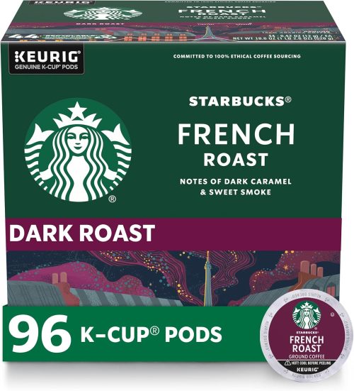 Starbucks K-Cup Coffee Pods, Dark Roast Hot or Iced Coffee, French Roast, 96 Keurig Pods