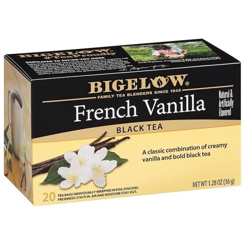 Bigelow French Vanilla Black Tea Bags, 20 Count Box (Pack Of 6), Caffeinated Black Tea, 120 Tea Bags Total