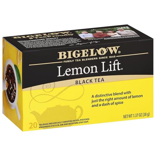 Bigelow Tea Lemon Lift Black Teabags Box Caffeinated, 20 Count, Pack Of 6