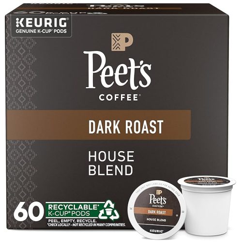 Peets Coffee, Dark Roast Keurig K-Cup Pods, 100% Arabica Coffee - House Blend 60 Count