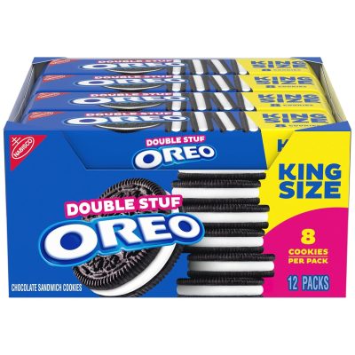 OREO Double Stuf Chocolate Sandwich Cookies King Size 12 Snack Packs (8 Cookies Per Pack) wholesale