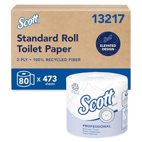 Scott Professional 100% Recycled Fiber Standard Roll Bulk Toilet Paper (13217) (80 Rolls Of 473 Sheets, 37, 840 Sheet Total)