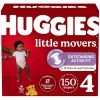 Huggies Size 4 Diapers, Little Movers Baby Diapers, Size 4 (22-37 Lbs), 150 Count