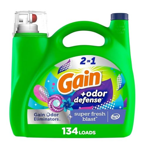 Gain Odor Defense Liquid Laundry Detergent, Super Fresh Blast Scent, 194 Fl Oz, 134 Loads, 2 In 1