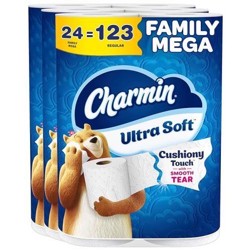 Charmin Ultra Soft Cushiony Touch Toilet Paper 24 Family Mega Rolls 123 Regular Rolls