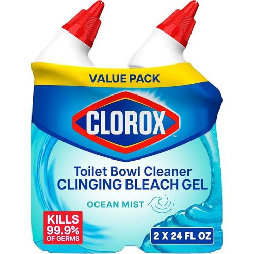 CLOROX Toilet Bowl Cleaner Clinging Bleach Gel, Ocean Mist, 24 Fl Oz, Pack Of 2