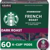 Starbucks K-Cup Coffee Pods, Dark Roast Hot or Iced Coffee, French Roast, 60 Keurig Pods