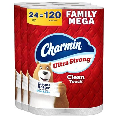 Charmin Ultra Strong Clean Touch Toilet Paper 24 Family Mega Rolls 120 Regular Rolls wholesale