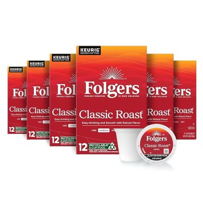 Folgers Classic Roast Medium Roast Coffee 72 Keurig K-Cup Pods wholesale