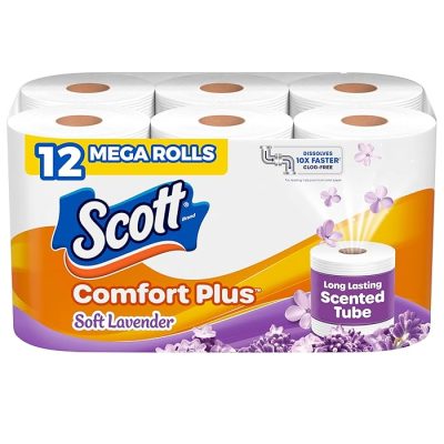 Scott ComfortPlus Toilet Paper With Soft Lavender Scented Tube, 12 Mega Rolls, 310 Sheets Per Roll wholesale