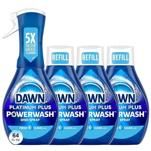 Dawn Platinum Powerwash Dish Spray, Dish Soap Liquid, Fresh Scent Bundle, 1 Spray + 3 Refills, 16oz Each