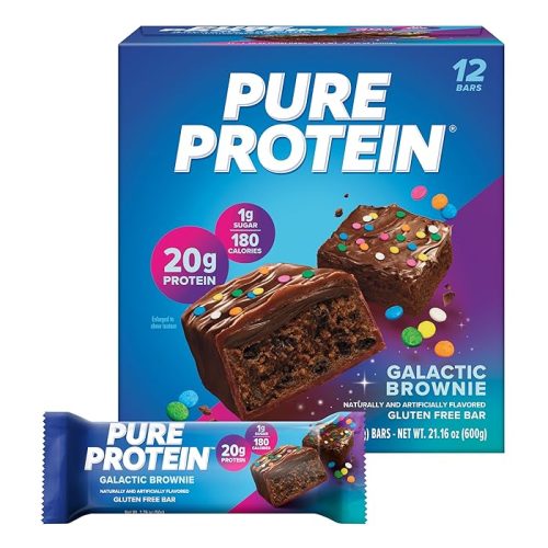 Pure Protein Galactic Brownie Protein Bars 20g Protein, 3g Sugar, 190 Calories (12 Count)