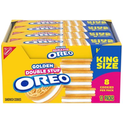 OREO Double Stuf Golden Sandwich Cookies King Size 12 Snack Packs (8 Cookies Per Pack) wholesale