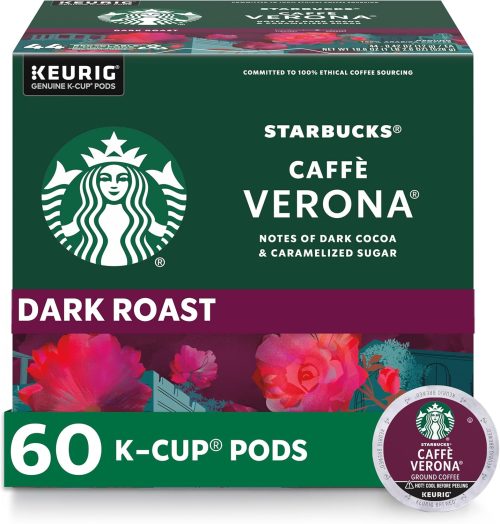 Starbucks K-Cup Coffee Pods, Dark Roast Hot or Iced Coffee, Caffè Verona, 60 Keurig Pods