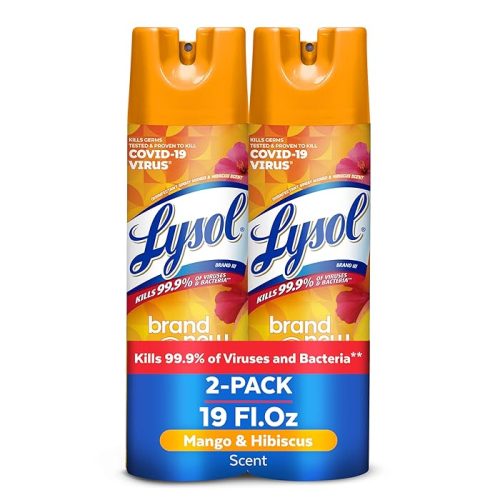 Lysol Disinfectant Spray, Sanitizing And Antibacterial Spray, For Disinfecting And Deodorizing, Mango & Hibiscus, 19 Fl. Oz (Pack Of 2)