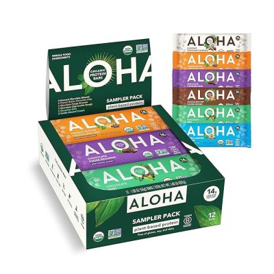 ALOHA Organic Plant Based Protein Bars - 6 Flavor Variety Pack - 12 Count wholesale