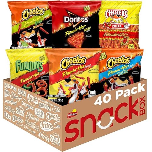 Frito-Lay Flamin Hot Mix, Variety Pack, 3.34 Pounds (Pack Of 40), Packaging May Vary