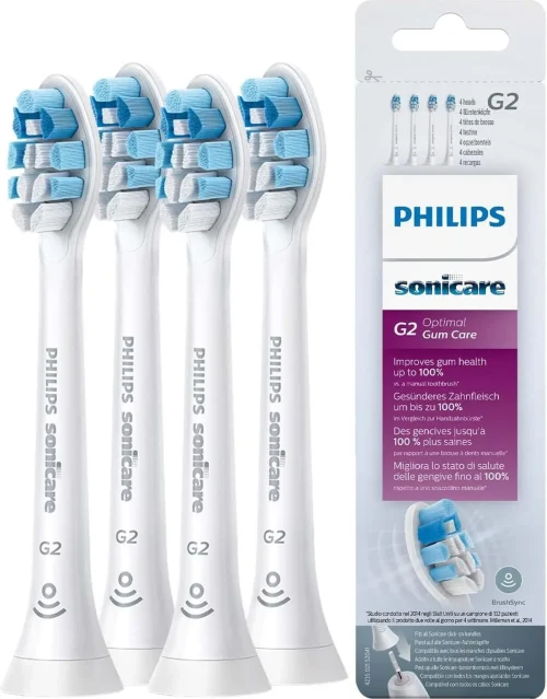 Philips Sonicare HX9034/10 G2 Optimal Gum Care Replacement Toothbrushes, 4-pack, White