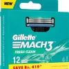 Gillette Mach3 Razor Blade Replacement Cartridges, 12 Pack