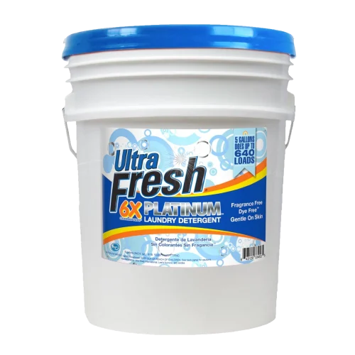 Ultra Fresh 6X Platinum Laundry Detergent - Fragrance Free + Dye Free - 5 Gallons