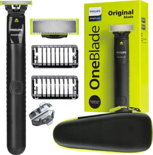 Philips OneBlade Shaver QP1424 10 Black Green with Case Trimmer Wet Dry
