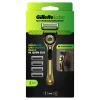 Gillette Wet Razor - Labs + 5 Replacement Blades + Wall Mount - Gold