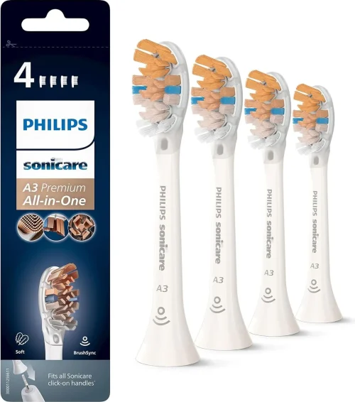 Philips Sonicare A3 Replacement Brush Heads HX9094/10 pack of 4 White