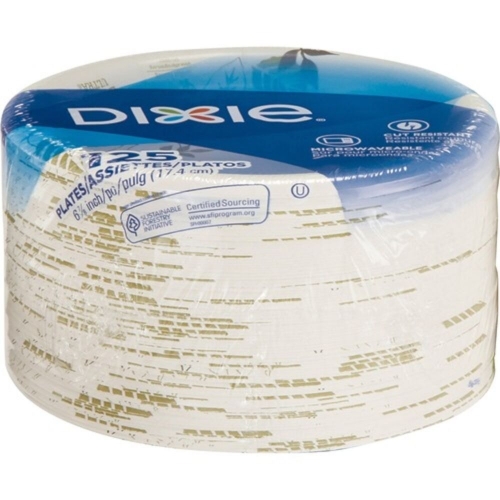 Dixie Round Plates, Mediumweight, Paper, 6 7/8", Pathways, 125 Plates/Pack