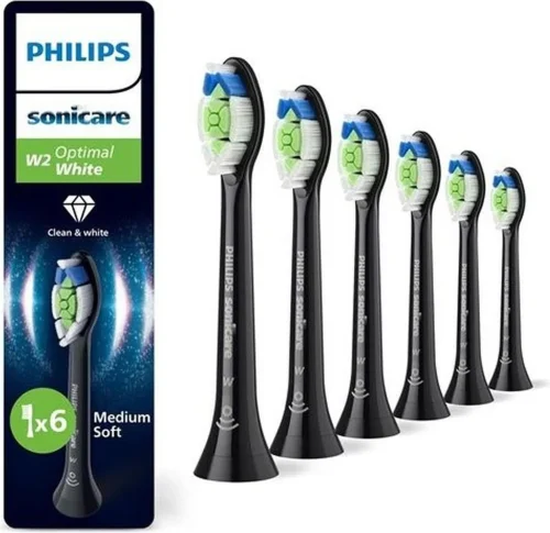 Philips Sonicare Optimal White HX6066/88 Replacement Brush Heads, 6 Pack Black