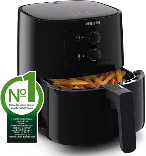 Philips Essential Compact Air fryer, 0.8 kg, 12 functions, black (HD9200/90)