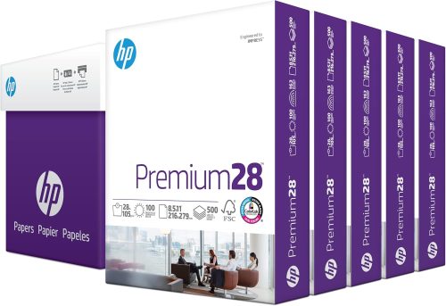 HP Papers | 8.5 x 11 Paper | Premium 28 lb | 5 Ream Case - 2500 Sheets | 100 Bright | 205200C