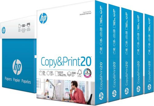 HP Printer Paper | 8.5 x 11 Paper | Copy &Print 20 lb | 5 Ream Case - 2500 Sheets| 92 Bright