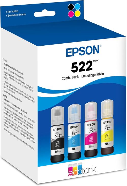 Epson 522 EcoTank Ink Ultra-high Capacity Bottle Black & Color Combo Pack (T522120-BCS)