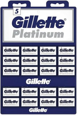 Gillette 100 Platinum Blue Double Edge Safety Razor Blades, 20 x 5 (100 Blades) wholesale