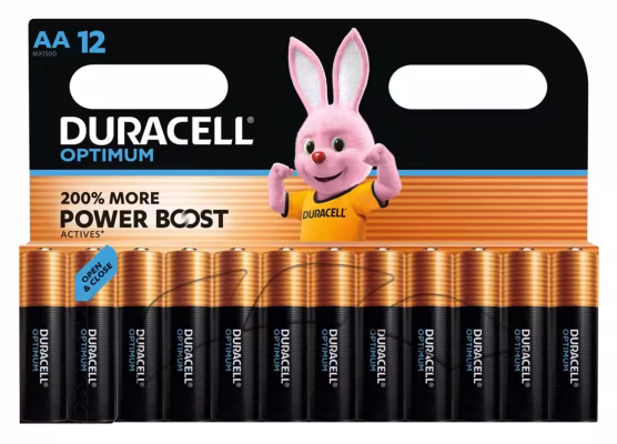 Duracell Optimum AA Battery LR6 MX1500 Pack of 12 wholesale