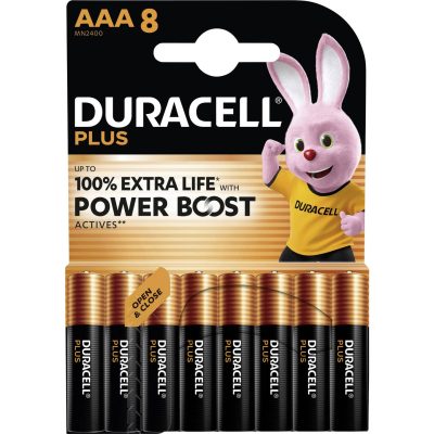 Duracell Plus Power Boost AAA battery 8 pack wholesale