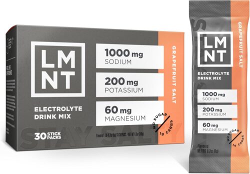 LMNT Zero Sugar Electrolytes - Grapefruit Salt | Drink Mix | 30 Count