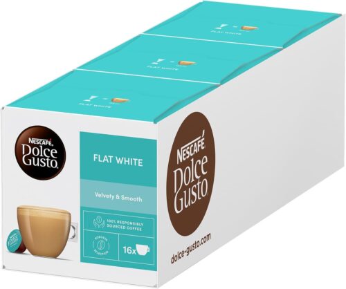 NESCAFÉ DOLCE GUSTO Flat White Coffee Pods - total of 48 Creamy Coffee Flavoured Pods (3 Packs) 16 Pods