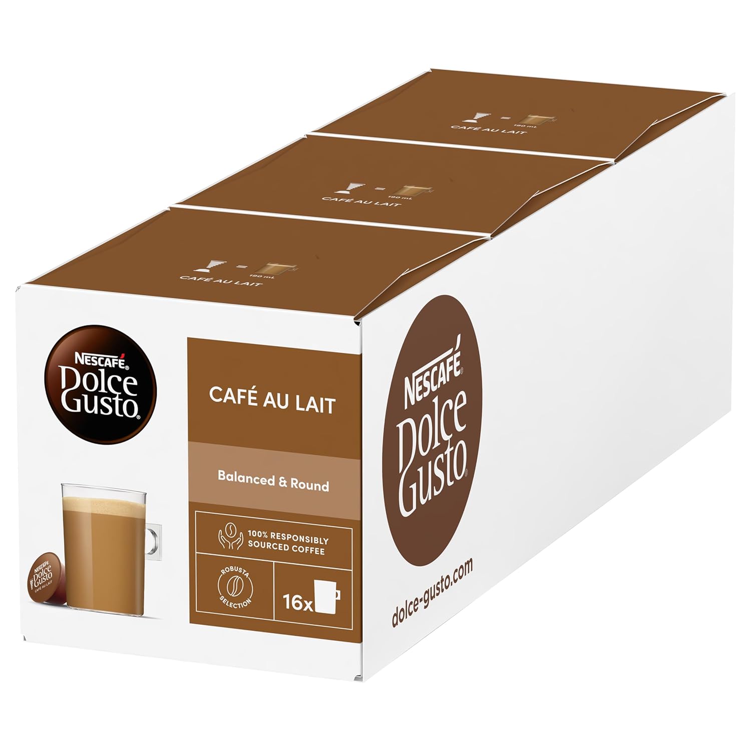 NESCAFÉ Dolce Gusto Café Au Lait Coffee Pods, Total 48 Servings