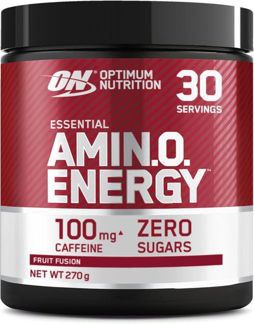 Optimum Nutrition Amino Energy Pre-Workout Powder, Fruit Fusion, 270g (30 Servings), with BCAA, Amino Acids & Caffeine
