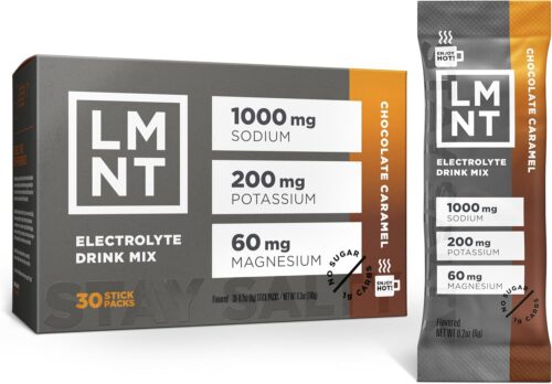 LMNT Zero Sugar Hot Chocolate or Coffee Mixer - Chocolate Caramel Salt | Drink Mix | 30-Count