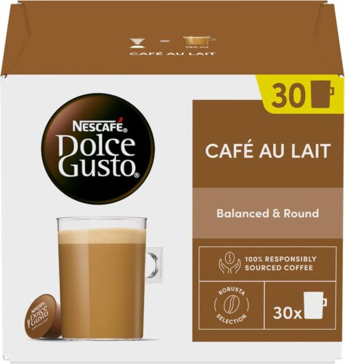 NESCAFÉ Dolce Gusto Cafe au Lait Coffee Pods, 30 Capsules (30 Servings)