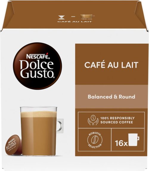 NESCAFÉ Dolce Gusto Café Au Lait Coffee Pods 16 Capsules (16 Servings)