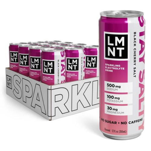 LMNT Sparkling Electrolyte Drink - Black Cherry Salt | 12-Count