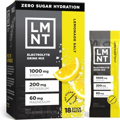 LMNT Zero Sugar Electrolytes Lemonade Drink Mix 18 Count wholesale