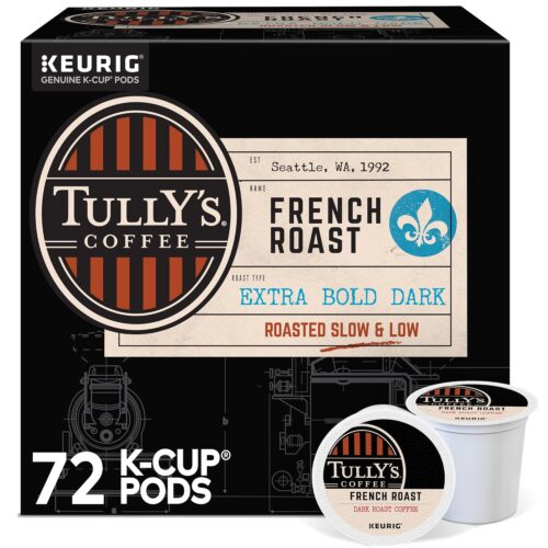 Tully's Coffee French Roast Keurig Single-Serve K-Cup Pods, Dark Roast Coffee, 72 Count