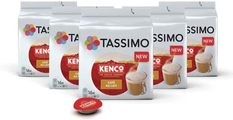 Tassimo Kenco Café au Lait Coffee Pods x16 (Pack of 5, Total 80 Capsules) wholesale