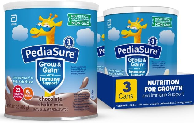 PediaSure Grow & Gain with Immune Support Shake Mix Powder Chocolate, 14.1 oz Can, Pack of 3 wholesale