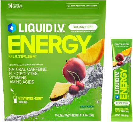 Liquid I.V. Hydration Multiplier Sugar-Free + Energy Fruit Punch Electrolyte Powder Drink Mix (14 Servings) wholesale
