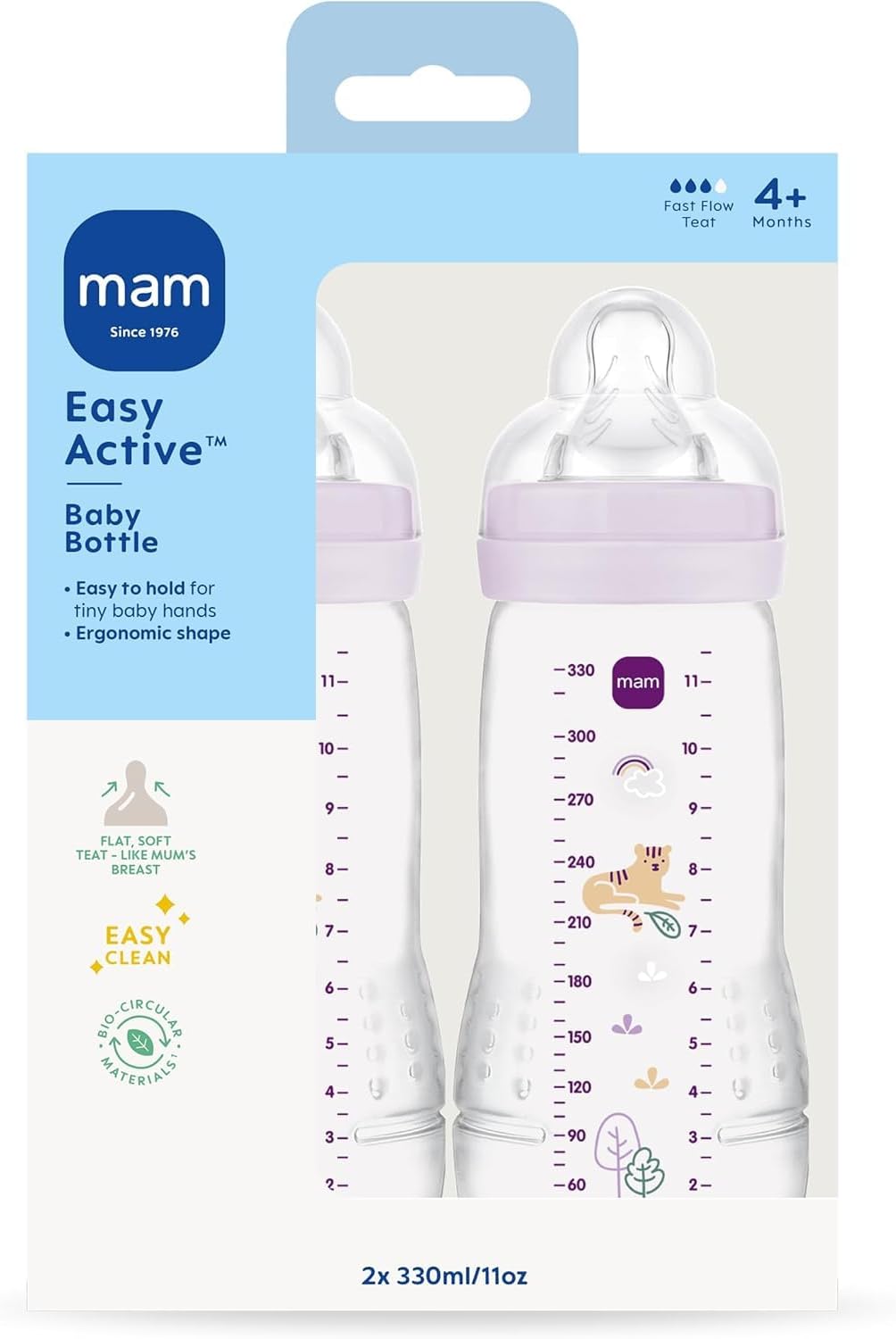 MAM Easy Active Bottles 4m+ Lilac, 2 x 330 ml